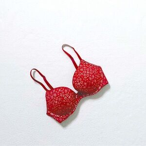 Victoria’s Secret Dream Angels Red Lace Push-Up Cutout Plunge Wired Bra 32C